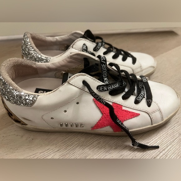 Golden Goose Superstar Leather sneaker with glitter and leopard print heel - Picture 7 of 11